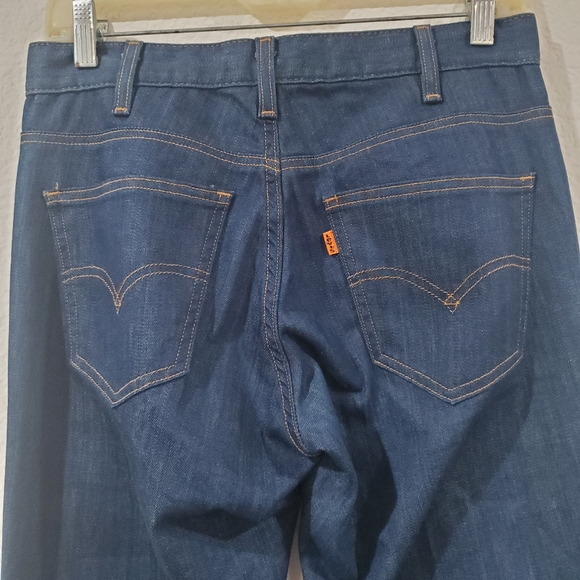 LEVI'S ORANGE TAB Bell Bottoms Dark Wash Blue Jeans Vintage Big Bell - Picture 7 of 15